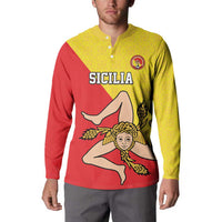 Custom Sicilia Football Button Sweatshirt Naziunali Siciliana - Wonder Print Shop