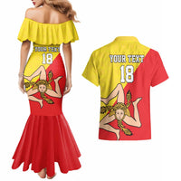 Custom Sicilia Football Couples Matching Mermaid Dress and Hawaiian Shirt Naziunali Siciliana - Wonder Print Shop