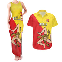 Custom Sicilia Football Couples Matching Tank Maxi Dress and Hawaiian Shirt Naziunali Siciliana - Wonder Print Shop