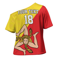 Custom Sicilia Football Cross Shoulder Shirt Naziunali Siciliana - Wonder Print Shop