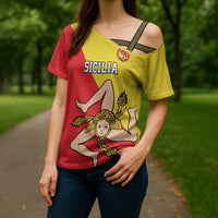 Custom Sicilia Football Cross Shoulder Shirt Naziunali Siciliana - Wonder Print Shop