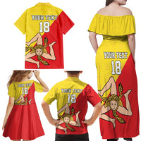 Custom Sicilia Football Family Matching Off Shoulder Maxi Dress and Hawaiian Shirt Naziunali Siciliana - Wonder Print Shop