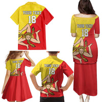 Custom Sicilia Football Family Matching Puletasi and Hawaiian Shirt Naziunali Siciliana - Wonder Print Shop