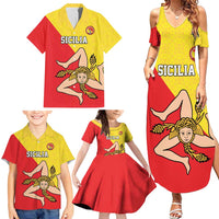 Custom Sicilia Football Family Matching Summer Maxi Dress and Hawaiian Shirt Naziunali Siciliana - Wonder Print Shop