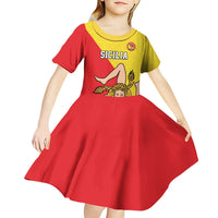 Custom Sicilia Football Kid Short Sleeve Dress Naziunali Siciliana - Wonder Print Shop