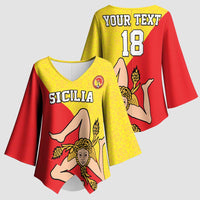 Custom Sicilia Football Kimono Sleeve Blouse Naziunali Siciliana - Wonder Print Shop