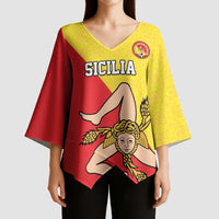 Custom Sicilia Football Kimono Sleeve Blouse Naziunali Siciliana - Wonder Print Shop