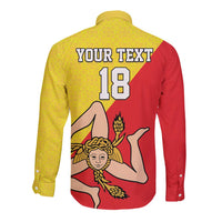 Custom Sicilia Football Long Sleeve Button Shirt Naziunali Siciliana - Wonder Print Shop