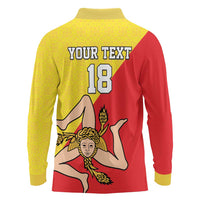 Custom Sicilia Football Long Sleeve Polo Shirt Naziunali Siciliana - Wonder Print Shop