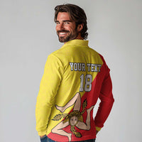 Custom Sicilia Football Long Sleeve Polo Shirt Naziunali Siciliana - Wonder Print Shop