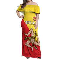 Custom Sicilia Football Off Shoulder Maxi Dress Naziunali Siciliana - Wonder Print Shop