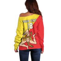 Custom Sicilia Football Off Shoulder Sweater Naziunali Siciliana - Wonder Print Shop