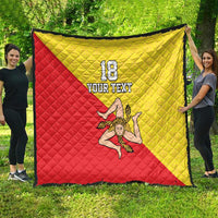 Custom Sicilia Football Quilt Naziunali Siciliana - Wonder Print Shop