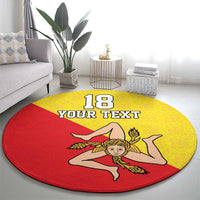 Custom Sicilia Football Round Carpet Naziunali Siciliana - Wonder Print Shop