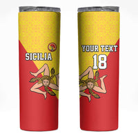 Custom Sicilia Football Skinny Tumbler Naziunali Siciliana - Wonder Print Shop