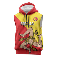 Custom Sicilia Football Sleeveless Zip Hoodie Naziunali Siciliana - Wonder Print Shop