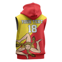 Custom Sicilia Football Sleeveless Zip Hoodie Naziunali Siciliana - Wonder Print Shop