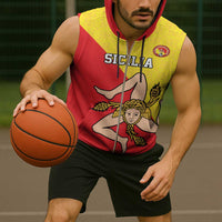 Custom Sicilia Football Sleeveless Zip Hoodie Naziunali Siciliana - Wonder Print Shop