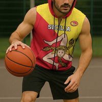 Custom Sicilia Football Sleeveless Zip Hoodie Naziunali Siciliana - Wonder Print Shop
