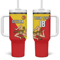 Custom Sicilia Football Tumbler With Handle Naziunali Siciliana - Wonder Print Shop