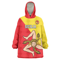 Custom Sicilia Football Wearable Blanket Hoodie Naziunali Siciliana - Wonder Print Shop
