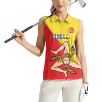Custom Sicilia Football Women Sleeveless Polo Shirt Naziunali Siciliana - Wonder Print Shop