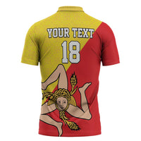 Custom Sicilia Football Zipper Polo Shirt Naziunali Siciliana - Wonder Print Shop