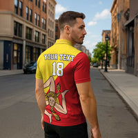 Custom Sicilia Football Zipper Polo Shirt Naziunali Siciliana - Wonder Print Shop