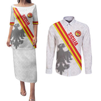 Custom Sicilia Football Couples Matching Puletasi and Long Sleeve Button Shirt Animus Tuus Dominus - Wonder Print Shop