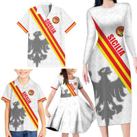 Custom Sicilia Football Family Matching Long Sleeve Bodycon Dress and Hawaiian Shirt Animus Tuus Dominus - Wonder Print Shop