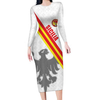 Custom Sicilia Football Family Matching Long Sleeve Bodycon Dress and Hawaiian Shirt Animus Tuus Dominus - Wonder Print Shop