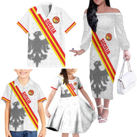 Custom Sicilia Football Family Matching Off The Shoulder Long Sleeve Dress and Hawaiian Shirt Animus Tuus Dominus - Wonder Print Shop