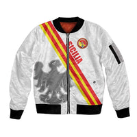 Custom Sicilia Football Sleeve Zip Bomber Jacket Animus Tuus Dominus - Wonder Print Shop