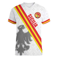 Custom Sicilia Football Women V-Neck T-Shirt Animus Tuus Dominus - Wonder Print Shop