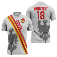 Custom Sicilia Football Zipper Polo Shirt Animus Tuus Dominus - Wonder Print Shop