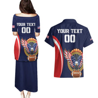 Custom USA Rugby Couples Matching Puletasi and Hawaiian Shirt American Eagle With USA Flags - Wonder Print Shop