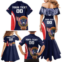 Custom USA Rugby Family Matching Mermaid Dress and Hawaiian Shirt American Eagle With USA Flags - Wonder Print Shop