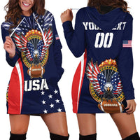 Custom USA Rugby Hoodie Dress American Eagle With USA Flags - Wonder Print Shop