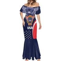 Custom USA Rugby Mermaid Dress American Eagle With USA Flags - Wonder Print Shop