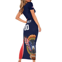 Custom USA Rugby Short Sleeve Bodycon Dress American Eagle With USA Flags - Wonder Print Shop