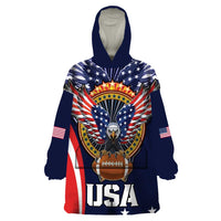 Custom USA Rugby Wearable Blanket Hoodie American Eagle With USA Flags - Wonder Print Shop