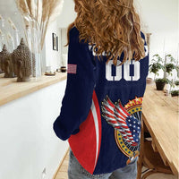 Custom USA Rugby Women Casual Shirt American Eagle With USA Flags - Wonder Print Shop