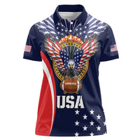 Custom USA Rugby Women Polo Shirt American Eagle With USA Flags - Wonder Print Shop