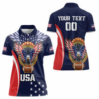 Custom USA Rugby Women Polo Shirt American Eagle With USA Flags - Wonder Print Shop