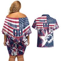Custom USA Rugby Couples Matching Off Shoulder Short Dress and Hawaiian Shirt Pacific Go Eagles 2024 - Wonder Print Shop