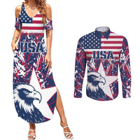 Custom USA Rugby Couples Matching Summer Maxi Dress and Long Sleeve Button Shirt Pacific Go Eagles 2024 - Wonder Print Shop