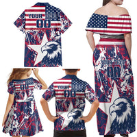 Custom USA Rugby Family Matching Off Shoulder Maxi Dress and Hawaiian Shirt Pacific Go Eagles 2024 - Wonder Print Shop
