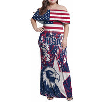Custom USA Rugby Family Matching Off Shoulder Maxi Dress and Hawaiian Shirt Pacific Go Eagles 2024 - Wonder Print Shop