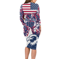 Custom USA Rugby Long Sleeve Bodycon Dress Pacific Go Eagles 2024 - Wonder Print Shop