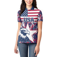 Custom USA Rugby Women Polo Shirt Pacific Go Eagles 2024 - Wonder Print Shop